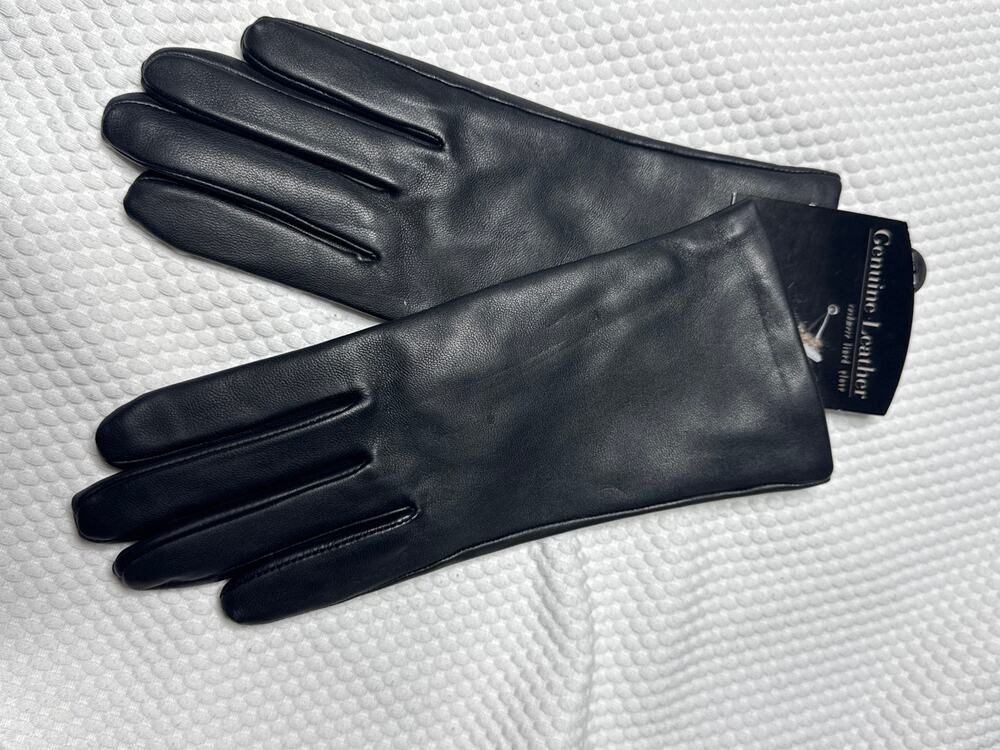 NWT Vintage Kmart Black Leather Gloves Cashmere Lined Size Large Mens Womens